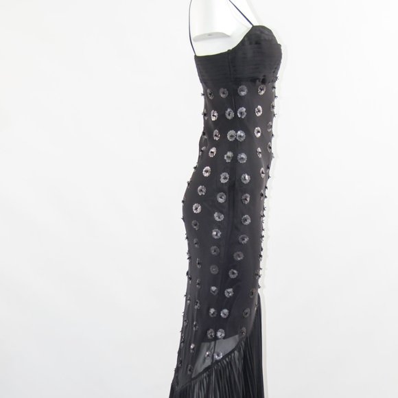 LA FEMME Beautiful Black Mermaid Dress Bead Sequins Prom Formal Small Sz 4 New - Picture 5 of 13